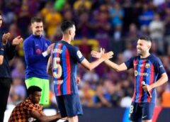 El Barça golea al Mallorca en el día de las despedidas de Busquets y Alba del Camp Nou